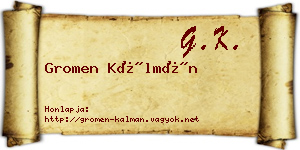 Gromen Kálmán névjegykártya